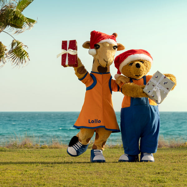 Lollo och Bernie med julklappar