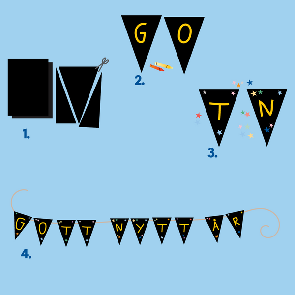 Steg för steg nyårsvimplar