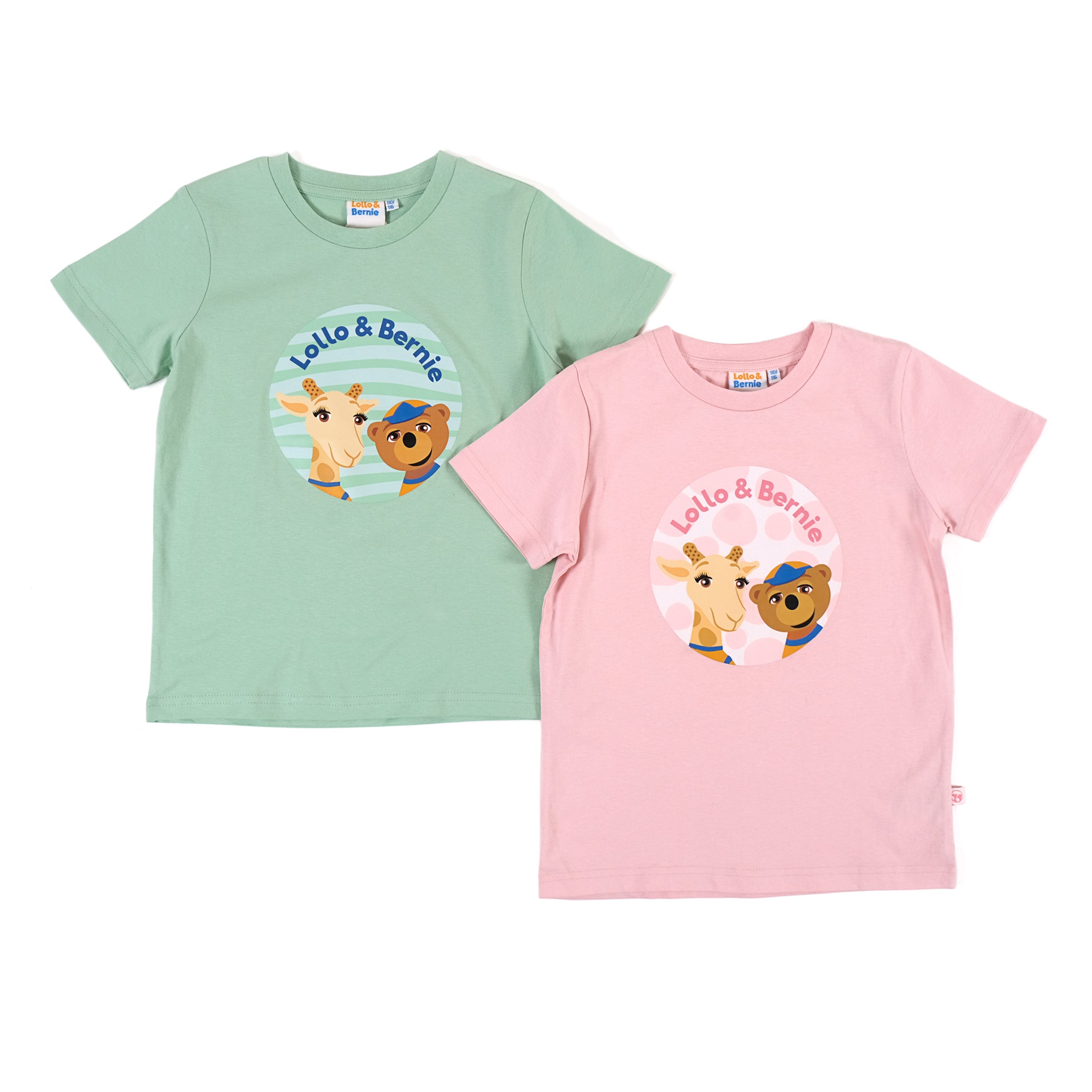 Rosa och grön lollo och Bernie t-shirts