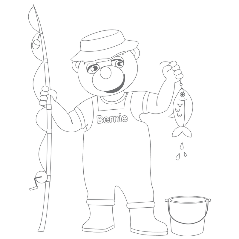 Väritettävä kuva Berniestä kalastamassa