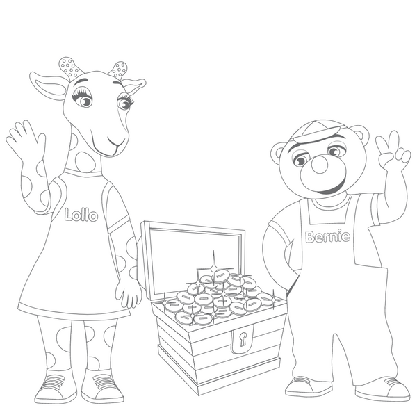 Målarbild Lollo och Bernie skattjakt