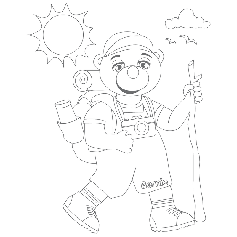 Väritettävä kuva Berniestä vaeltamassa