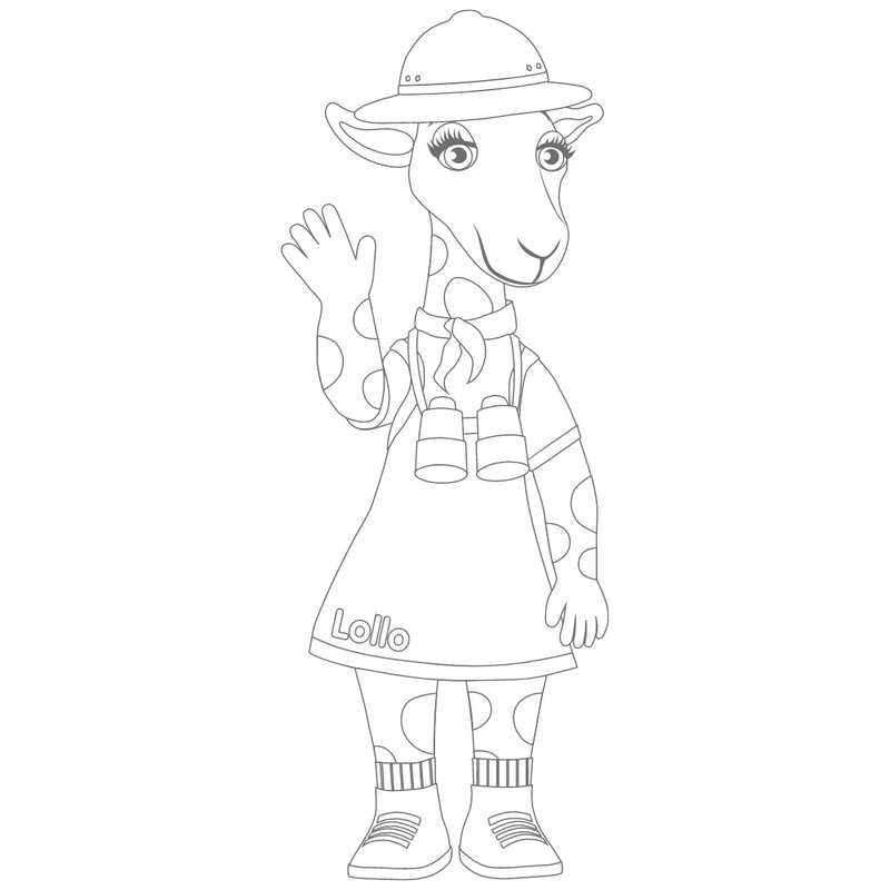 Väritettävä kuva Lollosta menossa safarille