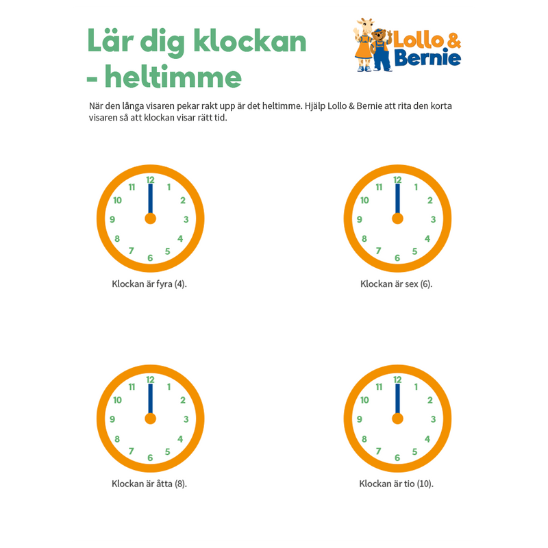 Lær klokken – hele timer