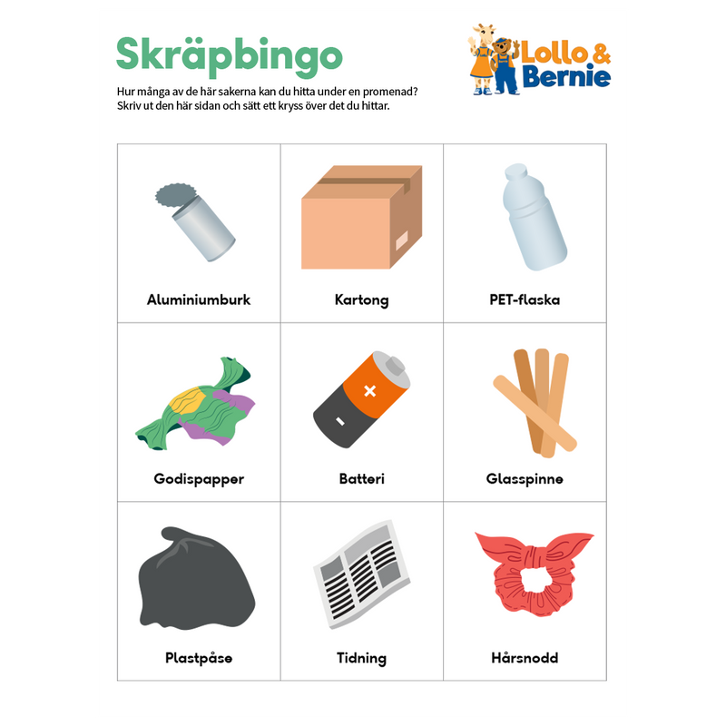 Gjør en innsats for naturen med søppel-bingo!