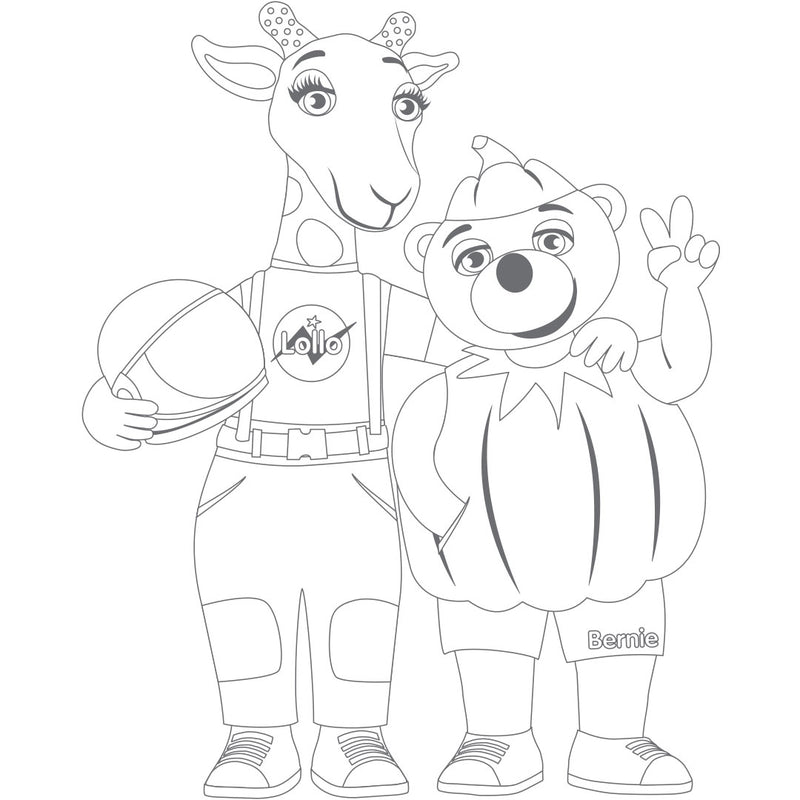 Väritettävä kuva Lollosta ja Berniestä astronauttina ja kurpitsana